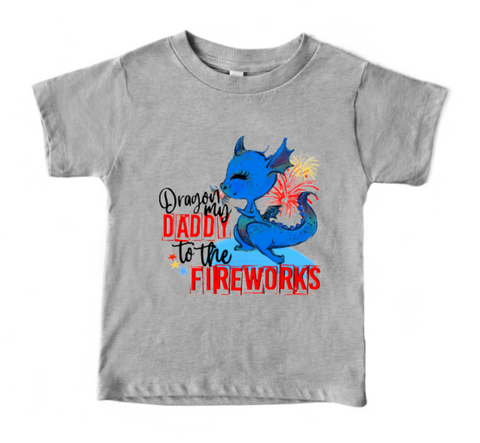 Dragon Daddy to the Fireworks Blue Dragon July 4th Sublimation Print #P05