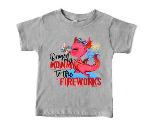 Dragon Daddy to the Fireworks Red Girl Dragon July 4th DTF Print #P06