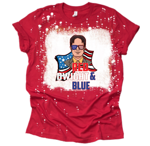 Red, Dwight and Blue Patriotic Office Adult Screen Print Full Color