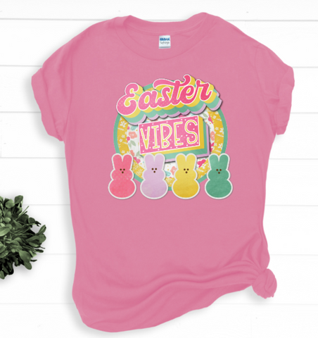 Easter Vibes Peeps Bunny Shirt  Pink Tshirt
