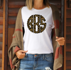 Custom Glitter Leopard Print Scalloped Monogram DTF print
