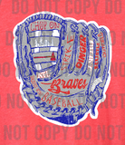 Glove Baseball Atlanta Braves Baseball Doodle Design Design DTF Print