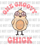 One Groovy Chick Retro Easter Chick DTF Transfer