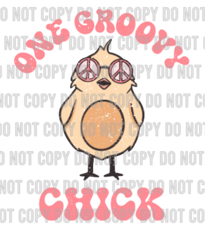 One Groovy Chick Retro Easter Chick DTF Transfer