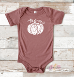 Distressed Pumpkin White Pocket or Infant Sized Screen Print Single Color