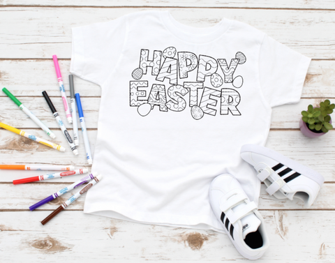 Happy Easter Coloring Page  YOUTH 8" Screen Print Transfer