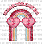 Heartbreaker Retro Rainbow with Sunglasses Valentine's Day  DTF Print