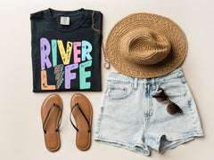 River Life Lightning Bolt Design DTF Print