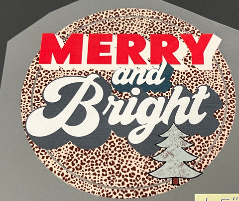 RTS DTF Merry and Bright Leopard Circle 5.5"