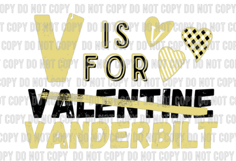 V is for Vanderbilt Vandy Valentine’s day DTF Print