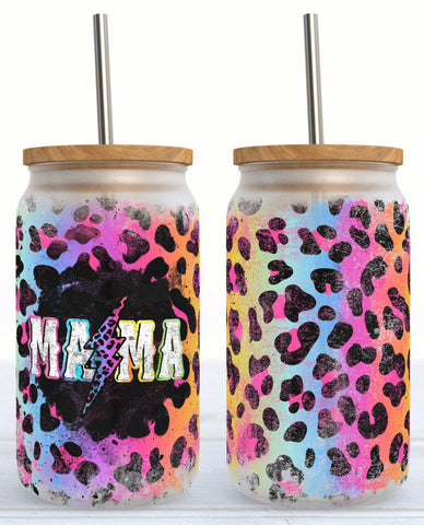 Mama Mom Lightning Bolt UV DTF Cup Wrap for 16 oz Libby Cup