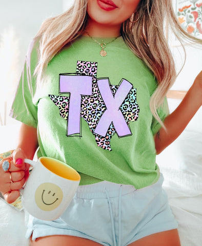 Texas Holographic Look State Leopard Design DTF Print