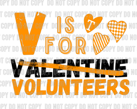 V is for Volunteer Tennessee Valentine’s day DTF Print