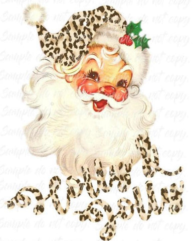 Holly & Jolly Leopard Santa Christmas Sublimation Print