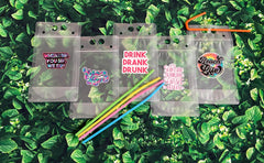 Reusable Drink Pouches Adult Juice Boxes with Decorative Sticker 16 oz with straw