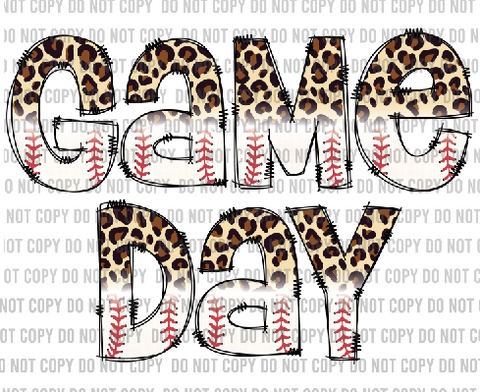 Game Day Leopard Print & Baseball Letters DTF Transfer