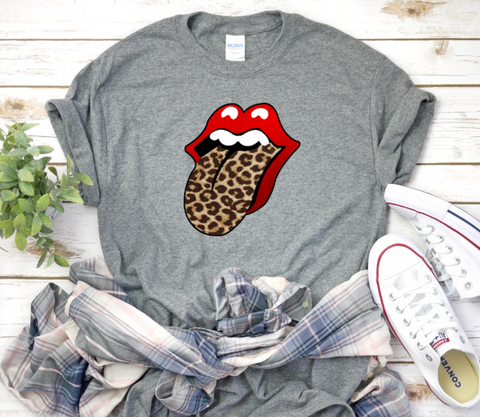 Red Lips with Leopard Tongue Adult Sized Screen Print Transfers