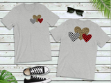 Leopard and Buffalo Plaid Hearts 5" Infant/Toddler or left chest Sized Screen Print Transfers