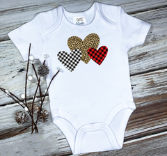Leopard and Buffalo Plaid Hearts 5" Infant/Toddler or left chest Sized Screen Print Transfers