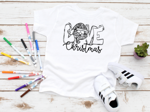 Love Christmas Coloring Page Screen Print Transfer Youth 8" Size