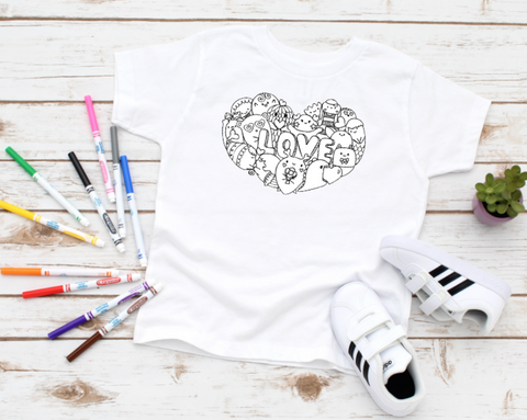 Valentine's Day Love Heart Creatures Youth Sized Coloring Screen Print