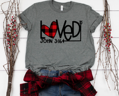 Loved John 3:16 Valentine's Day Buffalo Plaid Screen Print