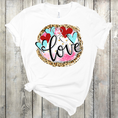 Love Heart Leopard Circle Valentine's Day Design DTF Print