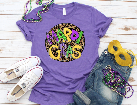 Mardi Gras Leopard Circle Adult Sized Screen Print Transfers