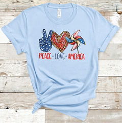 Peace Love America Adult Sized Screen Print Transfers