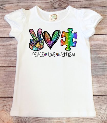 Youth Peace Love Autism Youth Sized Screen Print Transfers