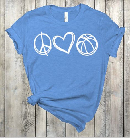Peace Love Basketball Adult Sized Screen Print Transfer