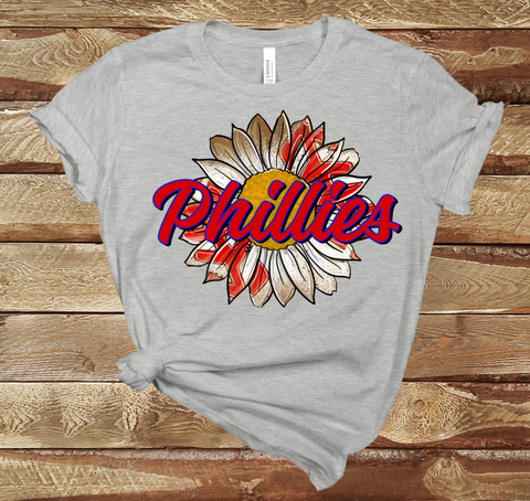 Phillies Baseball Sunflower Design DTF Print