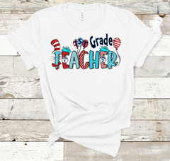 !st Grade Teacher Read Red White Blue Design DTF Print
