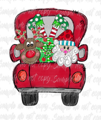 Santa Truck Sublimation Print