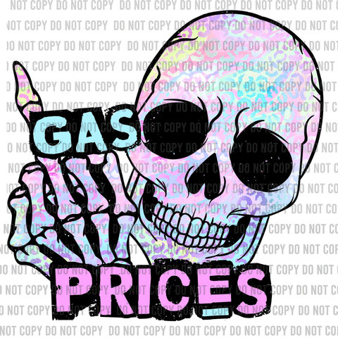 F gas prices skull DTF Print