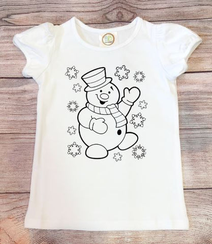 Snowman Christmas Coloring Page Screen Print Transfer