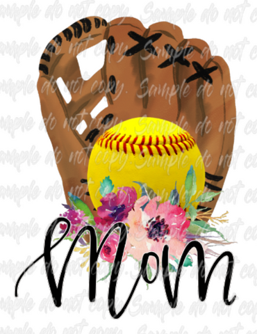 Softball Mom Floral Print DTF Transfer