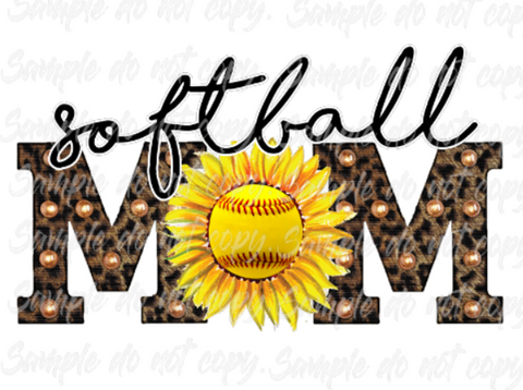 Softball Mom Sunflower Print DTF Transfer