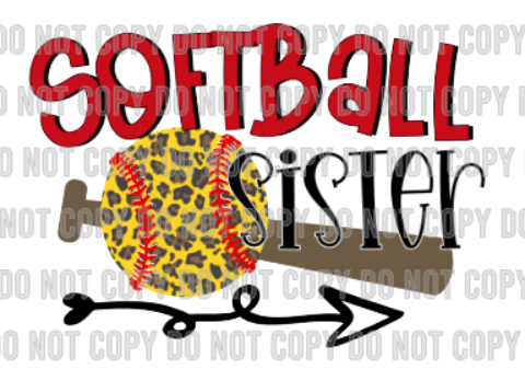 Softball Sister Leopard Print DTF Transfer