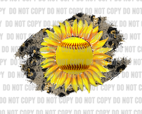 Softball Sunflower Print DTF Transfer