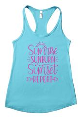 Sunrise Sunburn Sunset Repeat Adult Sized Screen Print Transfers