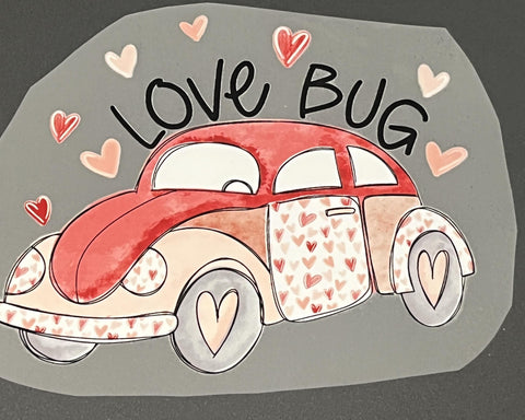 RTS DTF Valentine’s Love Bug Beetle Car 6" Print DESTASH