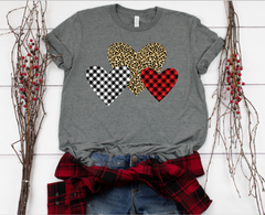 Animal Print & Buffalo Plaid Hearts Adult Sized Screen Print Transfers