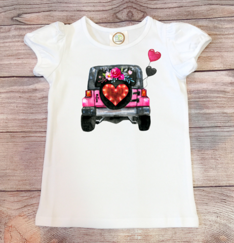 SALE Valentine's Day Pink Jeep Youth Full Color Screen Print Transfers