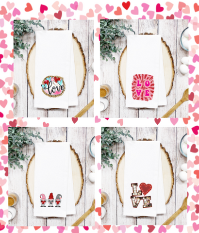 Valentine's Day Tea Towel DTF Print 4 pack