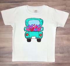 SALE Aqua Valentine's Truck Youth Sized Screen Print Transfers RTS