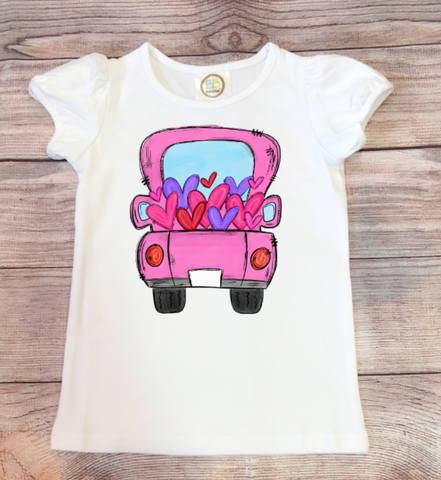 SALE Pink Valentine's Truck Infant or Pocket Sized Screen Print Transfers