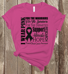 I Wear Pink Breast Cancer Awareness TShirt Shirt DROP SHIPPING AVAILABLE