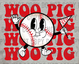 Woo Pig Arkansas Razorbacks Baseball Design DTF Print